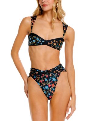 Malory Weave Embroidered Top & Lily Weave Hi-Waisted Bikini Bottom