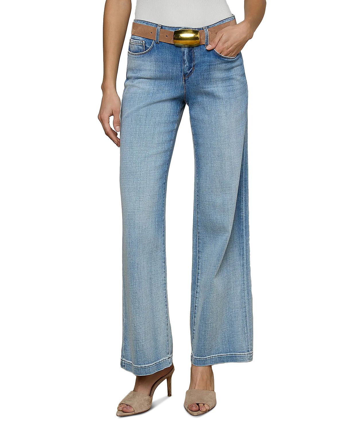 L'Agence Joanne Mid Rise Wide Leg Jeans