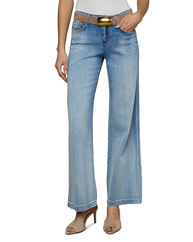 L'Agence Joanne Mid Rise Wide Leg Jeans in Dry Ice