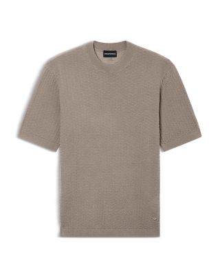 Wool Short Sleeve Sweater With Honeycomb Motif