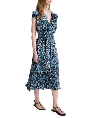  Mandy Faux-Wrap Cap Sleeve Midi Floral Dress