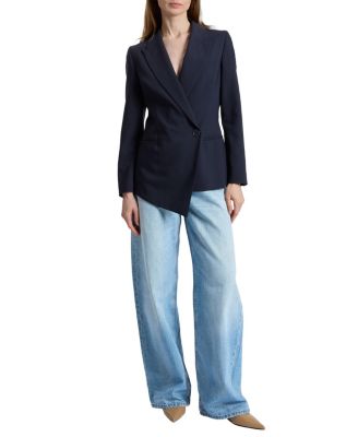  Mara Asymmetrical Blazer in Virgin Wool Stretch