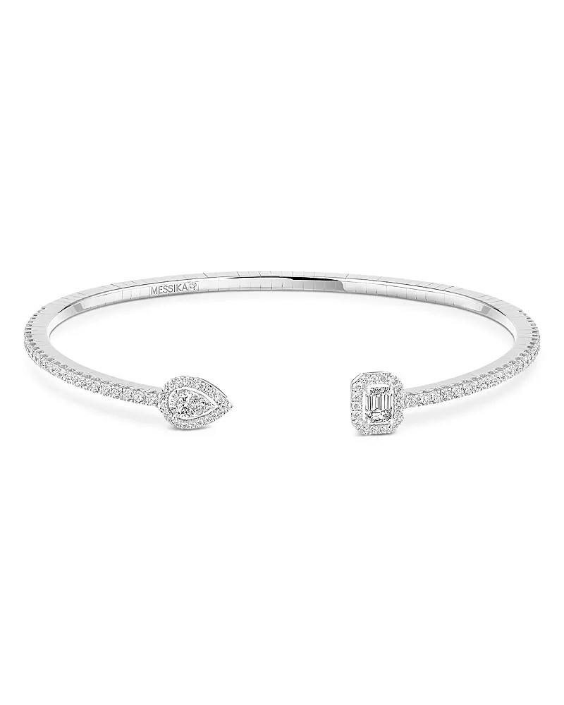 Messika My Twin Diamond Toi & Moi Skinny Cuff Bracelet in 18K White Gold, 0.15 tcw
