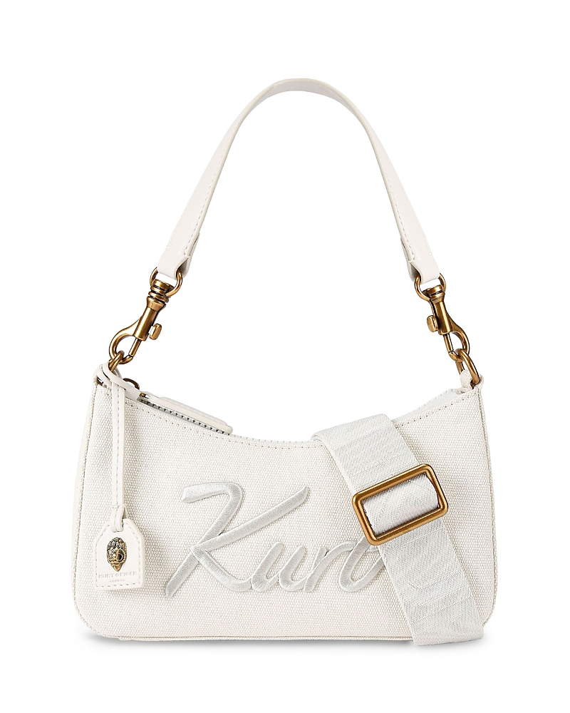 Kurt Geiger London Kurt Small Cotton Canvas Hobo Crossbody Bag