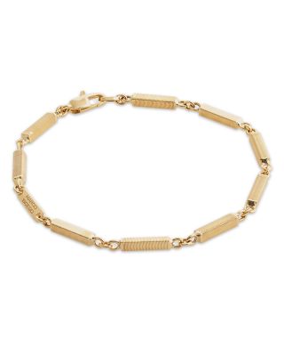 18K Yellow Gold Uomo Ridged Bar Link Bracelet