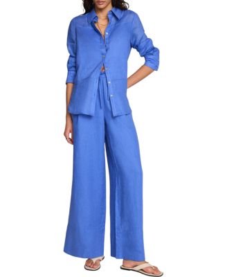 Women's Linen Drawstring Wide Leg Trousers
