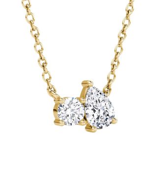  Toi et Moi Necklace in 14K Gold, 0.41ctw Round Brilliant & Pear Lab Grown Diamonds
