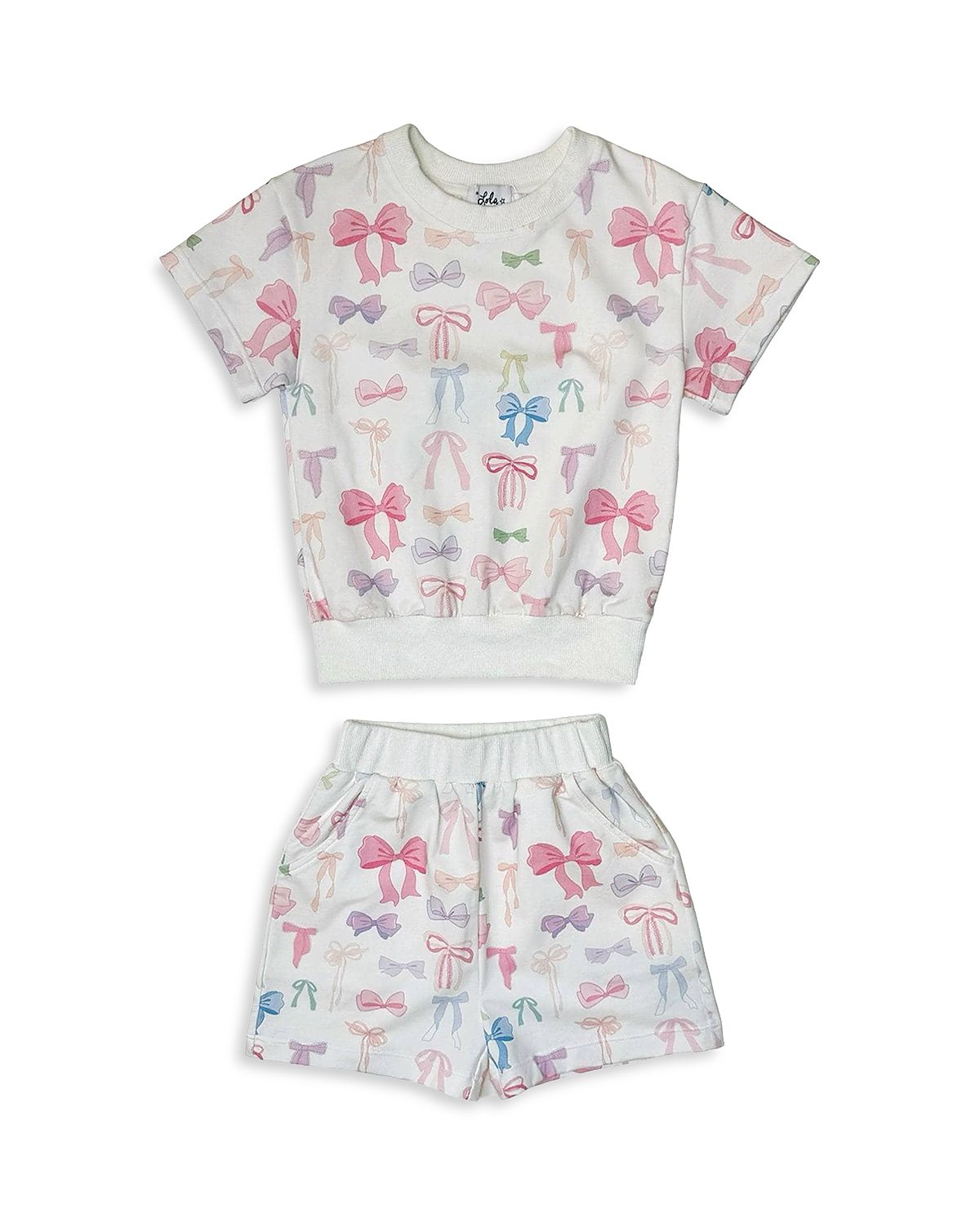 Lola + The Boys Girls' Pretty Bows Top & Shorts Set - Little Kid, Big Kid