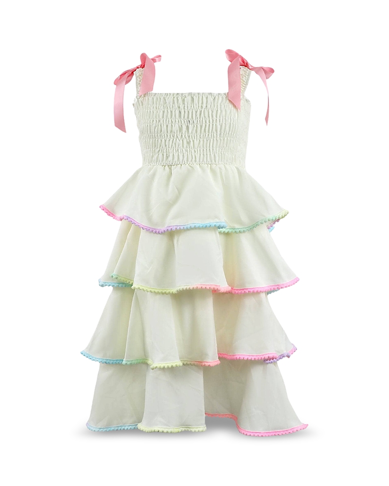 Lola + The Boys Girls' Rainbow Tiered Bow Dress - Little Kid, Big Kid