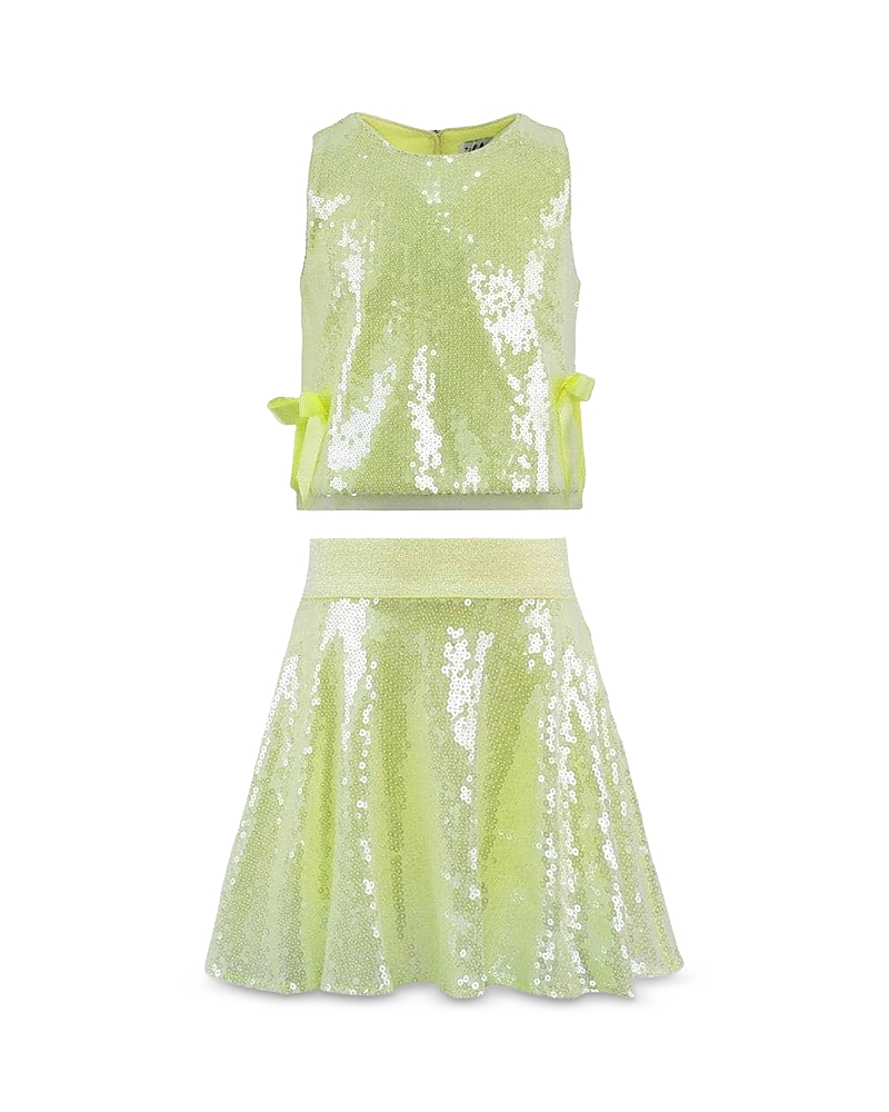Lola + The Boys Girls' Sunny Sequin Bow Top & Skirt Set - Little Kid, Big Kid