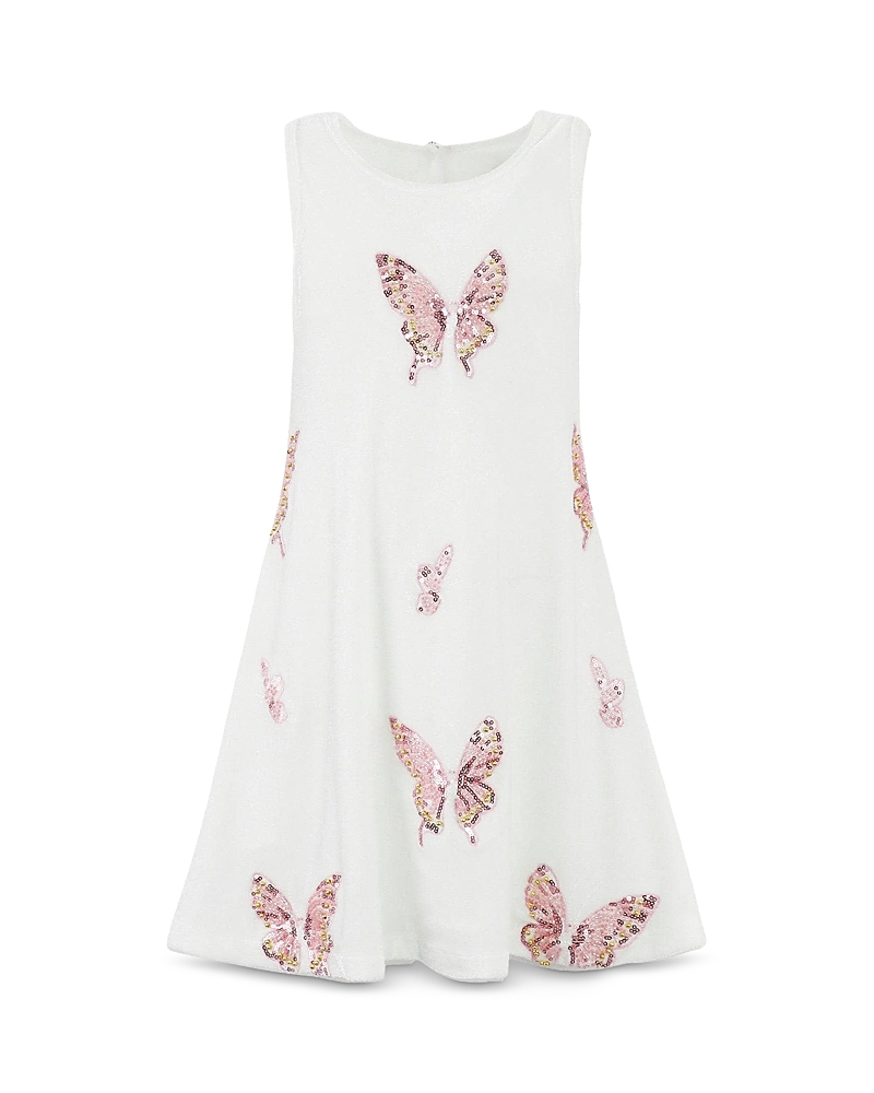 Lola + The Boys Girls' Sequin Butterfly Velour Dress - Little Kid, Big Kid