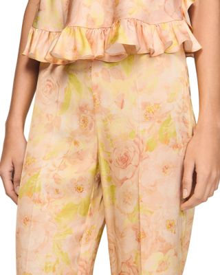 Floral Print Flowy Trousers