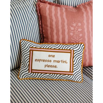 Espresso Martini Needlepoint Pillow, 15" x 9"