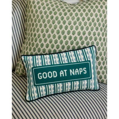 Good at Naps Needlepoint Pillow, 15" x 9"