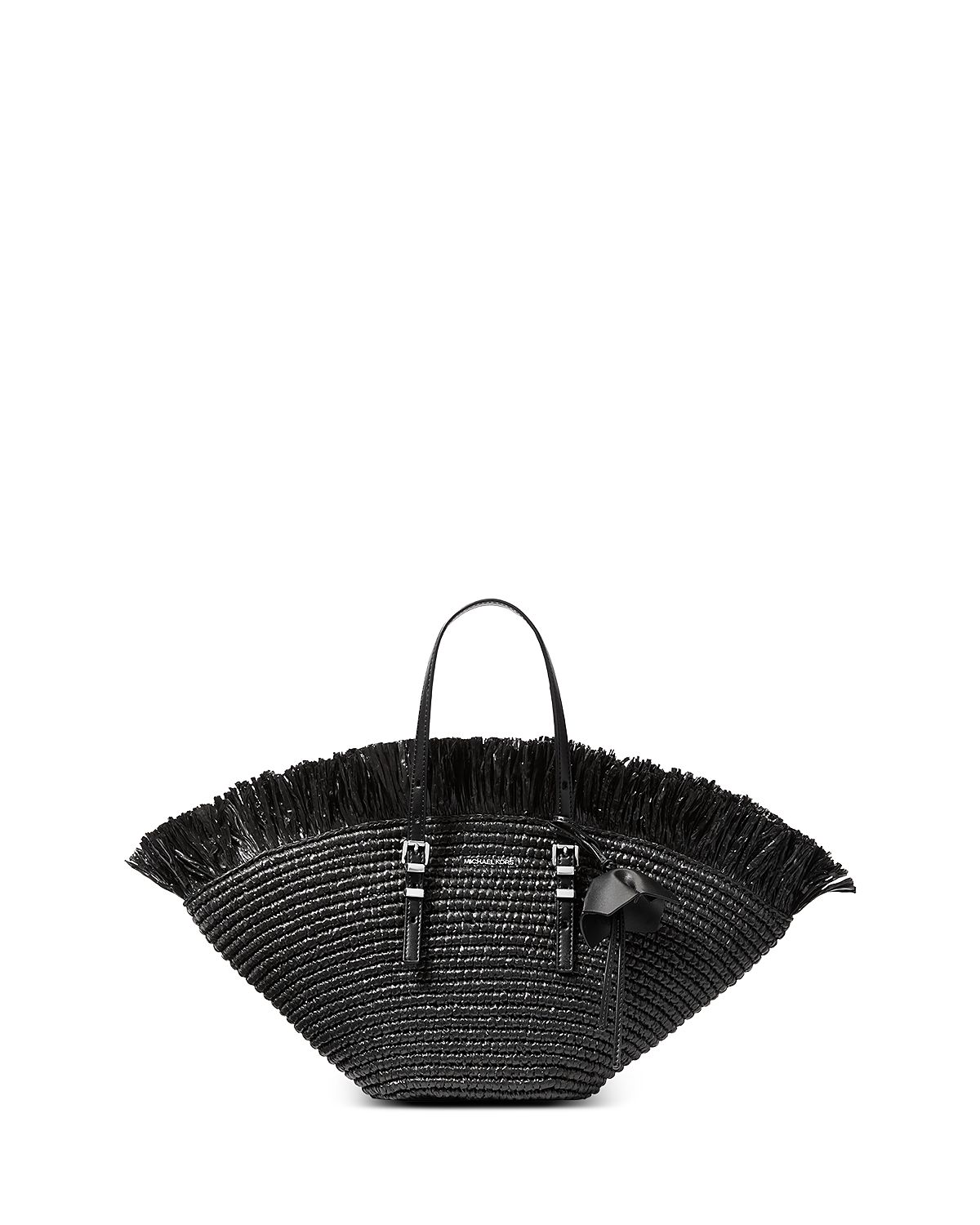Michael Kors Isa Small Fan Crochet Straw Tote