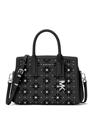 Laila Small Flower Cutout Leather Satchel 