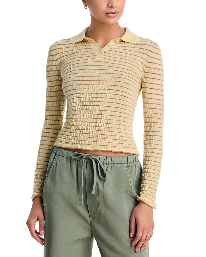 Guest in Residence Smocked Cashmere Polo Shirt