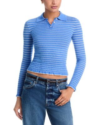 Guest In Residence Smocked Cashmere Polo Shirt