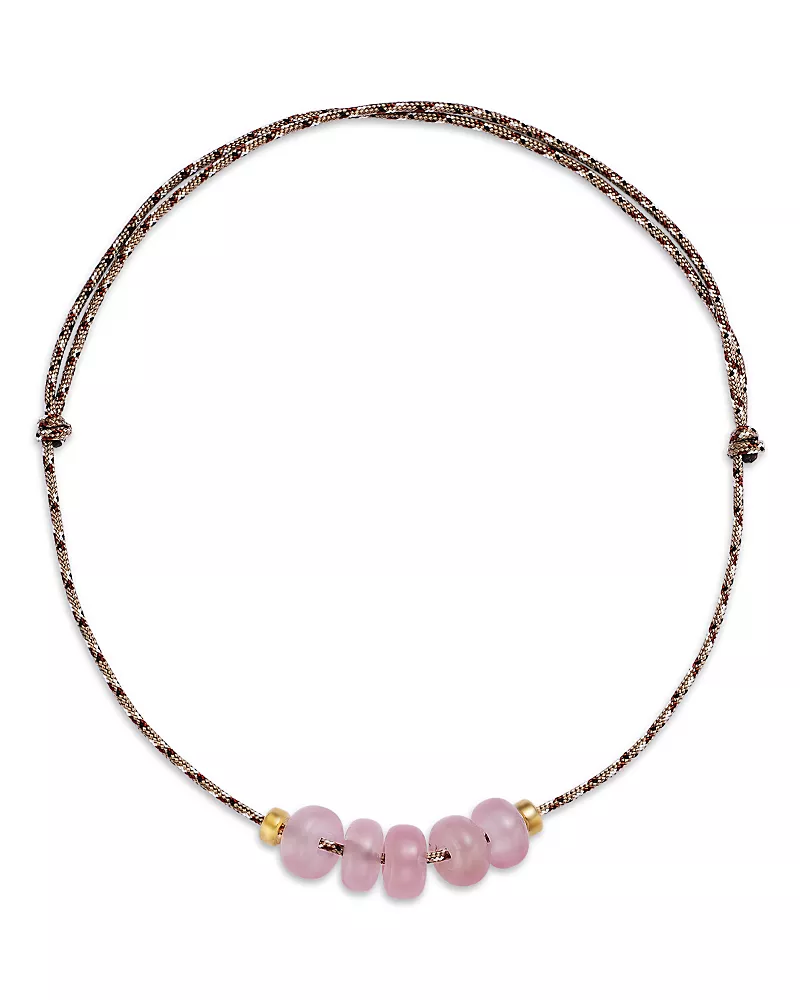 Zoe Chicco 14K Yellow Gold New Stone Age Rose Quartz Desert Camo Paracord Slider Necklace