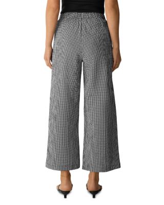 Check Print Wide Leg Ankle Pants