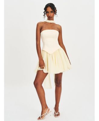  Valentinna Boned Curve Edge Peplum Scarf Mini Dress