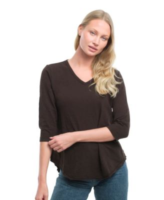 3/4 Sleeve Raw Hem Shirttail Tee