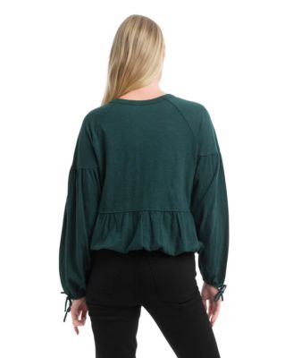  Shirred Elastic Hem Tee