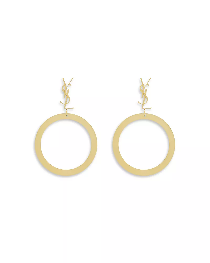 Saint Laurent Cassandre Pendant Hoop Earrings