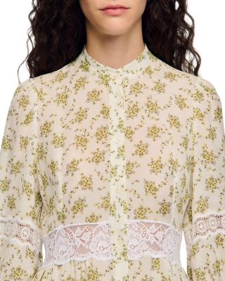 Floral Lace Trim Maxi Dress