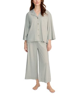 Olivia Pima Cotton Wide Leg Pajama Set in Sage Geo
