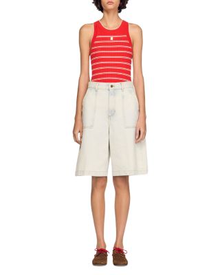 Washed Denim Bermuda Shorts in Light Blue Jean