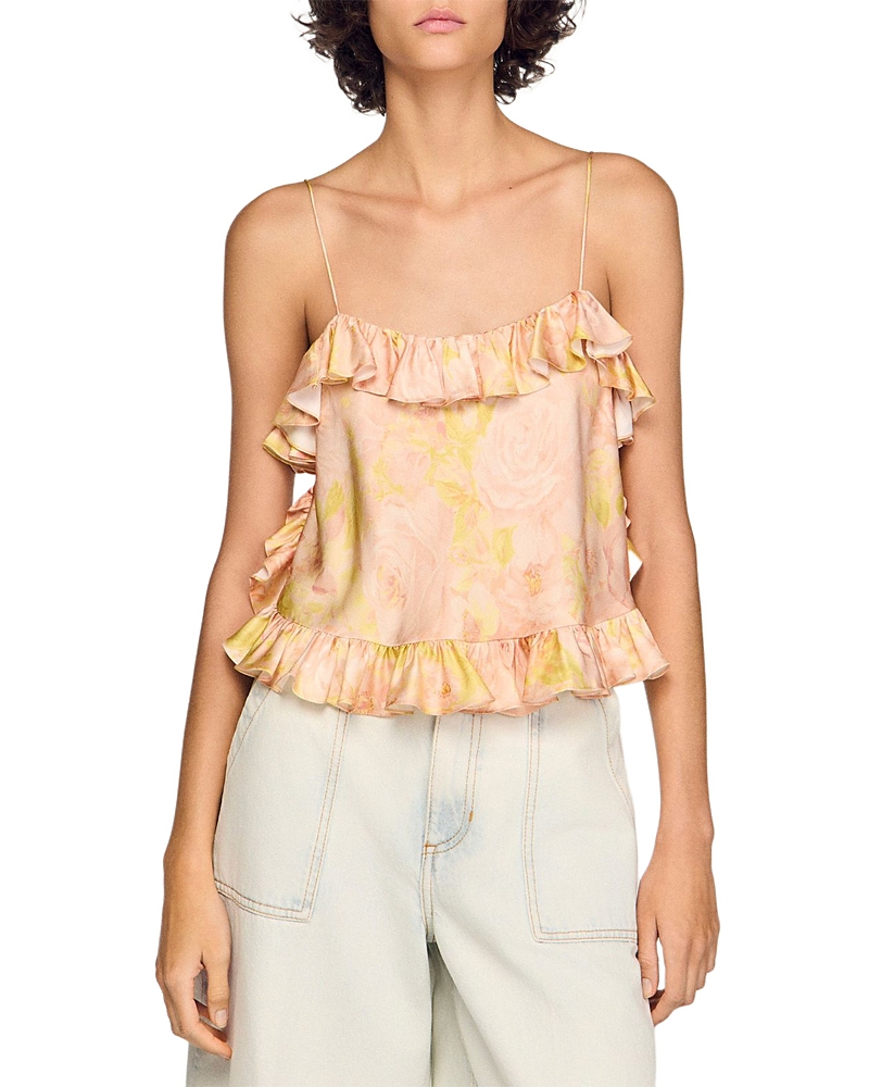 Sandro Flower Print Crop Top
