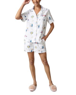 Printfresh Bagheera Blush Shorts Pajama Set In White