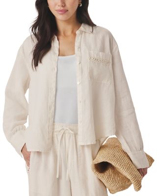 Stella Linen Trim Button Down Shirt