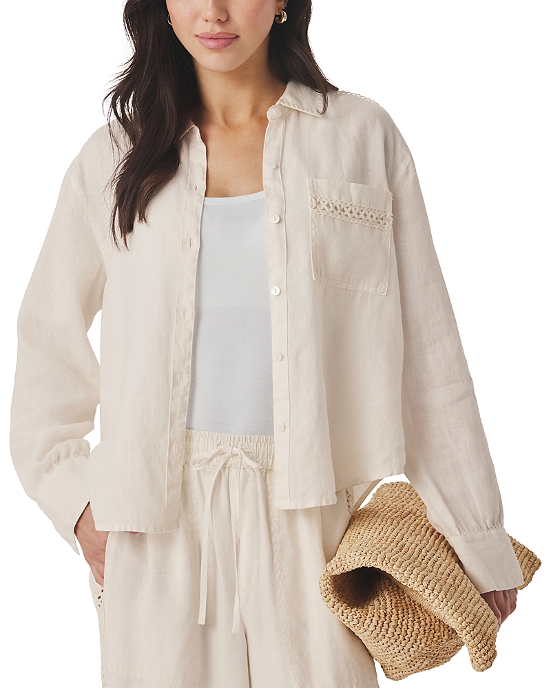 Splendid Stella Linen Trim Button Down Shirt