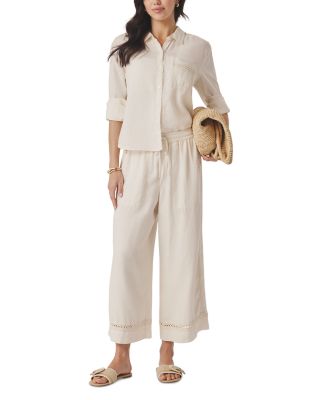 Stella Linen Trim Button Down Shirt