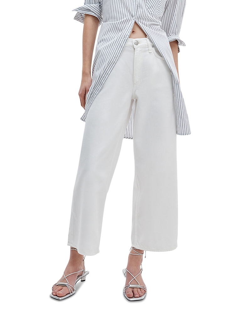 rag & bone Featherweight Andi High Rise Ankle Wide Leg Jeans in White