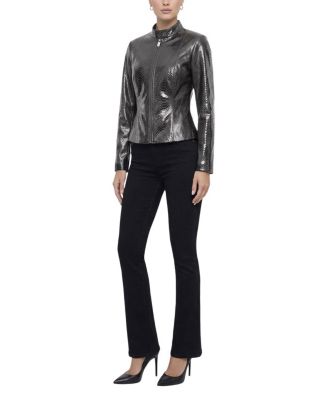  Metis Suede Pythn Printed Zip Jacket