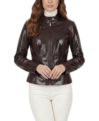  Metis Suede Pythn Printed Zip Jacket