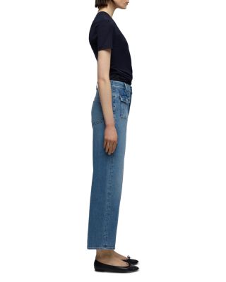 Stovepipe High Rise Straight Ankle Jeans in Aquashade