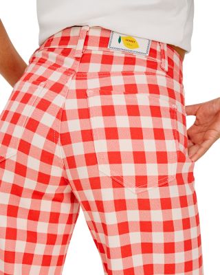 Giadzy x Rails The Getty Crop High Rise Wide Leg Jeans in Tomato Gingham