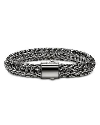Dark Silver Icon Woven Link Bracelet, 10.5mm