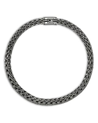 Dark Silver Icon Woven Link Bracelet, 6.5mm