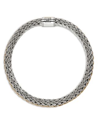 14K Yellow Bonded Gold & Sterling Silver Icon Reversible Woven Link Bracelet, 8mm