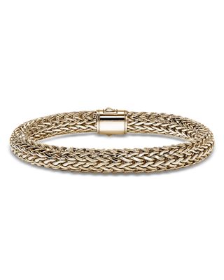 14K Yellow Gold Icon Diamond Pav&eacute; Clasp Woven Bracelet, 7.5mm
