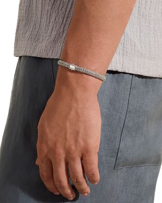 14K Yellow Bonded Gold & Silver Icon Reversible Woven Bracelet, 6.5mm