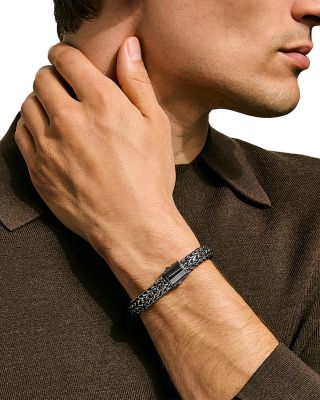 Dark Silver Icon Woven Link Bracelet, 10.5mm