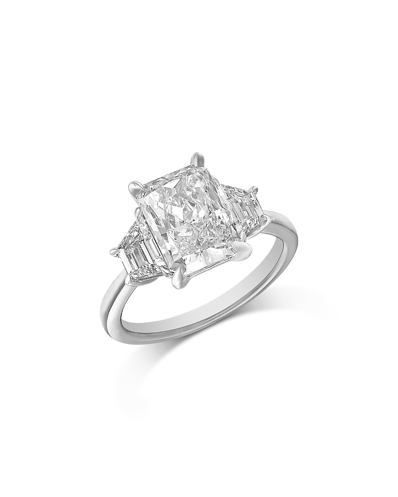 Bloomingdale's Fine Collection Certified Lab Grown Diamond Radiant & Trapezoid Engagement Ring in 18K White Gold, 4.0 tcw