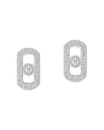 18K White Gold So Move Diamond Statement Earrings, 1.30 tcw