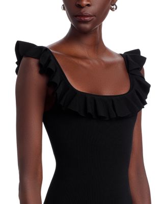 Ruffled Stretch Viscose Midi Dress